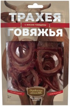 Деревенские лакомства для собак Трахея говяжья с мясом говядины, 50г