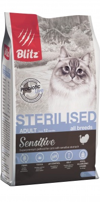 BLITZ для стерилиз.кошек с индейкой 2 кг