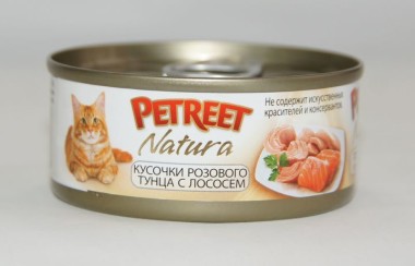 PETREET Natura кусочки тунца/лосось 70 гр