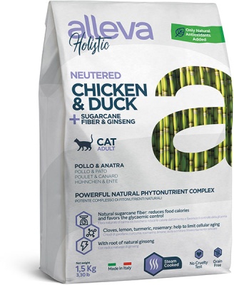Alleva Холистик для кошек стерилизованных курица/утка 1.5 кг