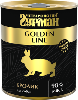 Четвероногий Гурман Голден д/собак кролик в желе 340 гр
