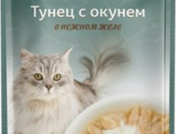 Домашние обеды для кошек: тунец с окунем в желе пауч 70гр