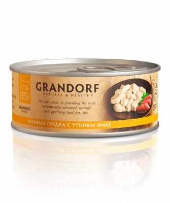 GRANDORF консервы для кошек куриная грудка с утиным филе 70 гр.